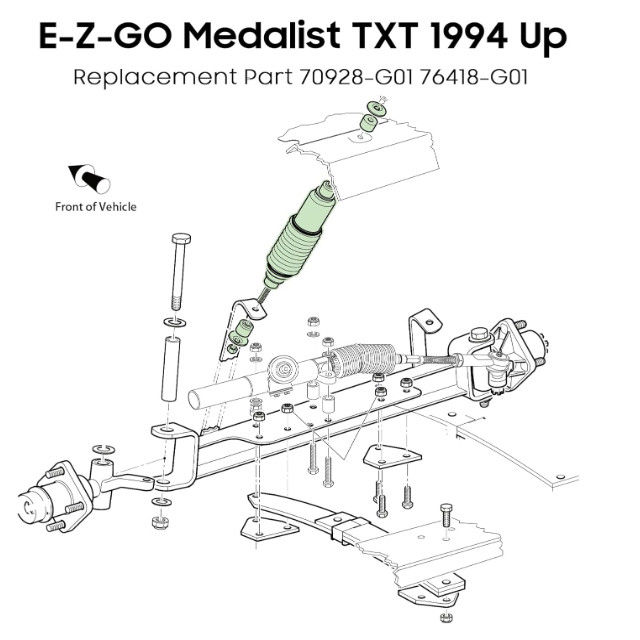 Golfkar zware spoel voor/achter schokdemper voor EZGO TXT 94-up 70928G01
