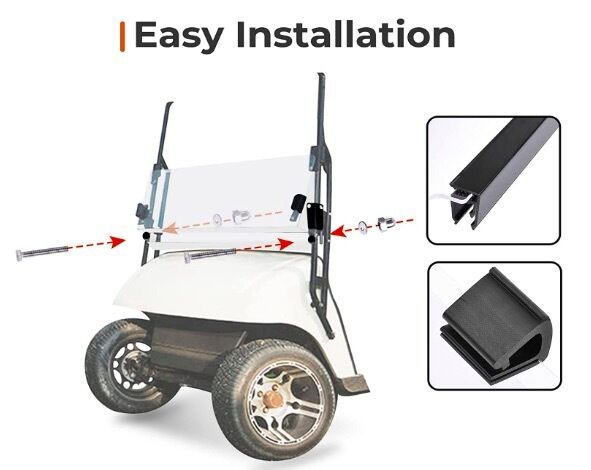 HECASA Clear Golf Cart Windshield Compatible with 1994-2014 EZGO TXT Medalist